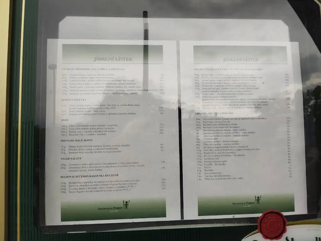 Menu_Motorest Pegast_Litvínovice_image_2