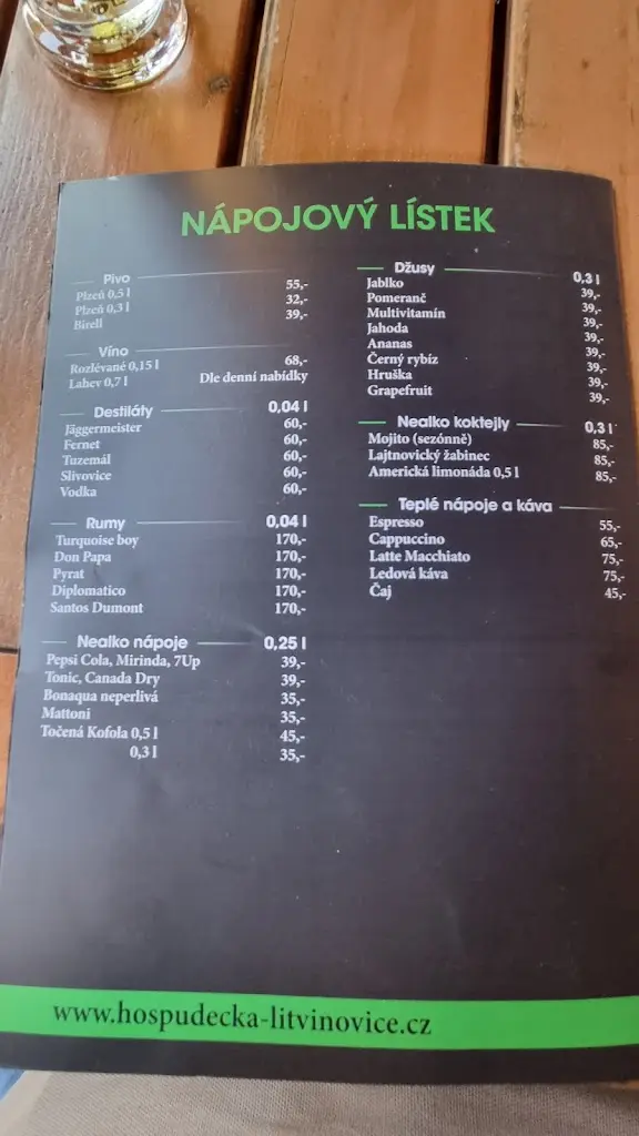 Menu_Motorest Pegast_Litvínovice_image_3