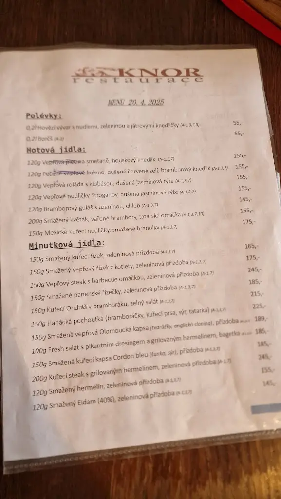 Menu_Restaurace Knor Šternberk_Šternberk_image_1