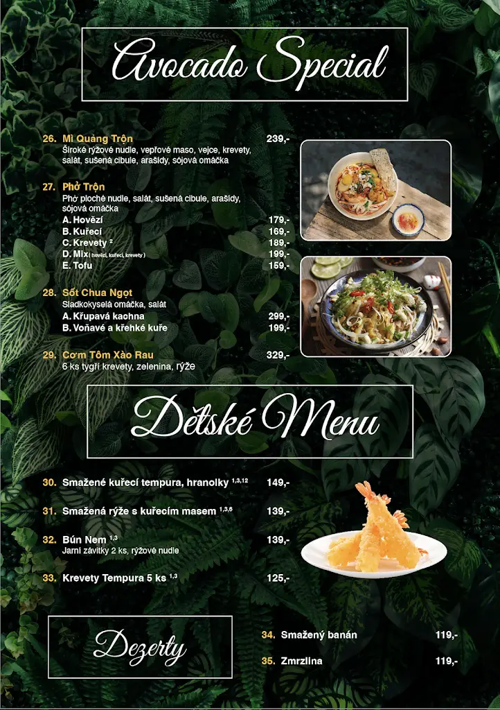 Menu_AVOCADO authentic vietnamese kitchen_Uničov_image_1
