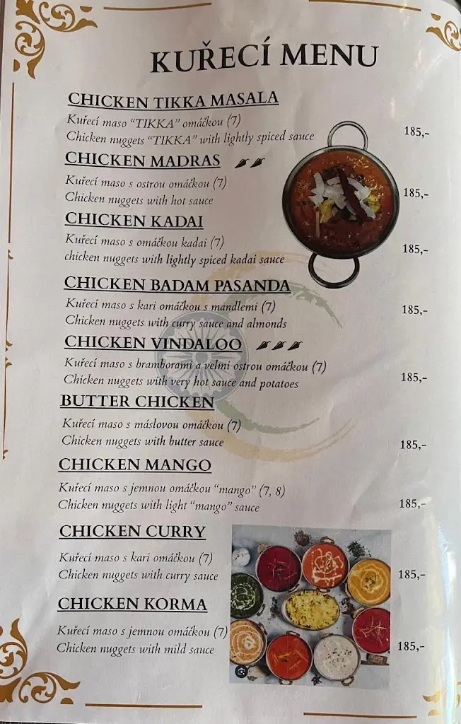Menu_Diwali indicka restaurace_Uničov_immagine_1