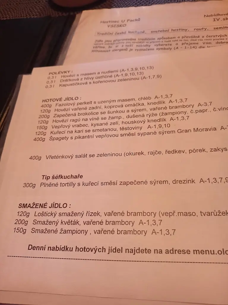 Menu_Hostinec U Facků_Velký Týnec_immagine_2