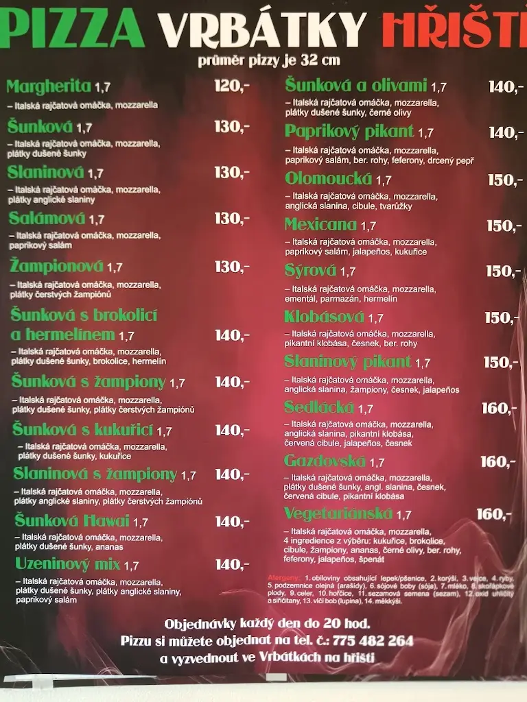 Menu_Občerstvení, pizzerie_Vrbátky_immagine_1