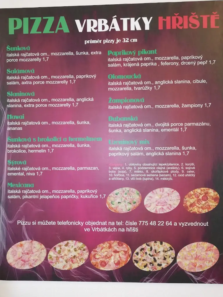 Menu_Občerstvení, pizzerie_Vrbátky_immagine_2