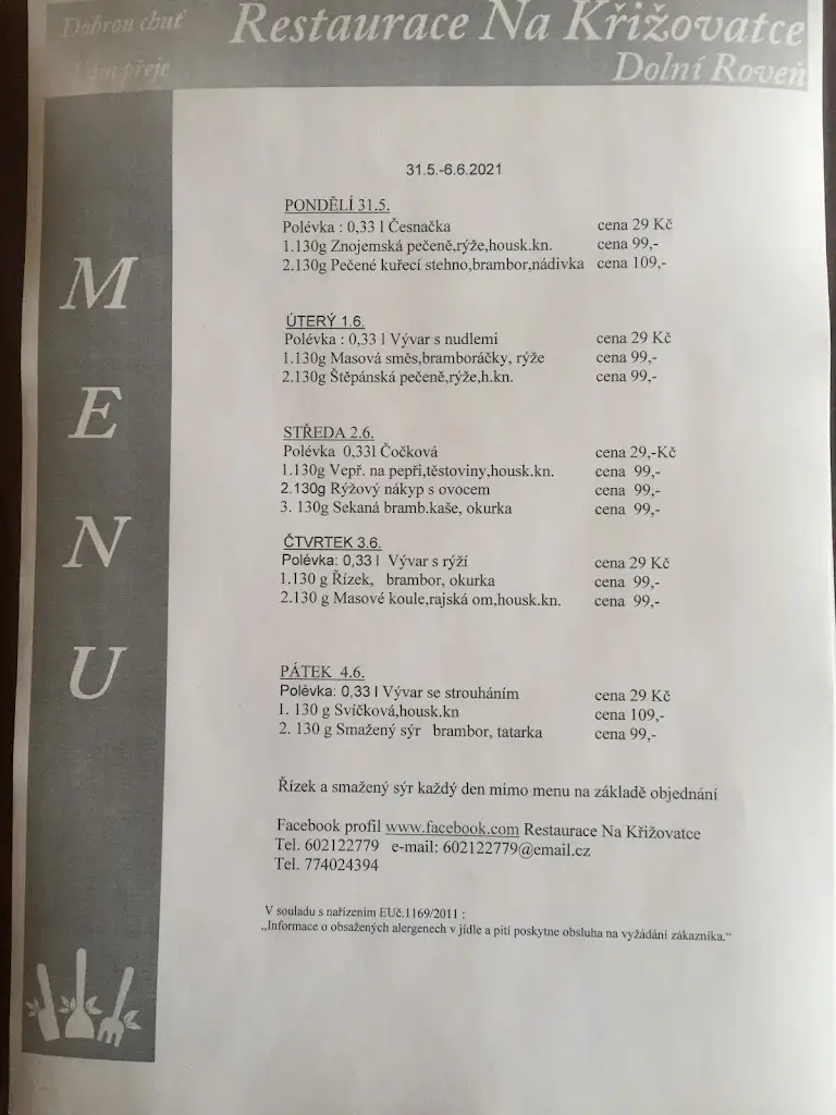 Menu_Restaurace na křižovatce_Dolní Roveň_immagine_1