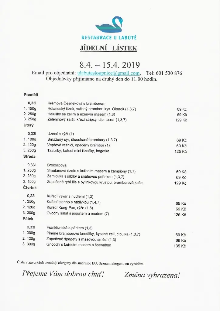 Menu_restaurace U Labutě_Dolní Sloupnice_image_1