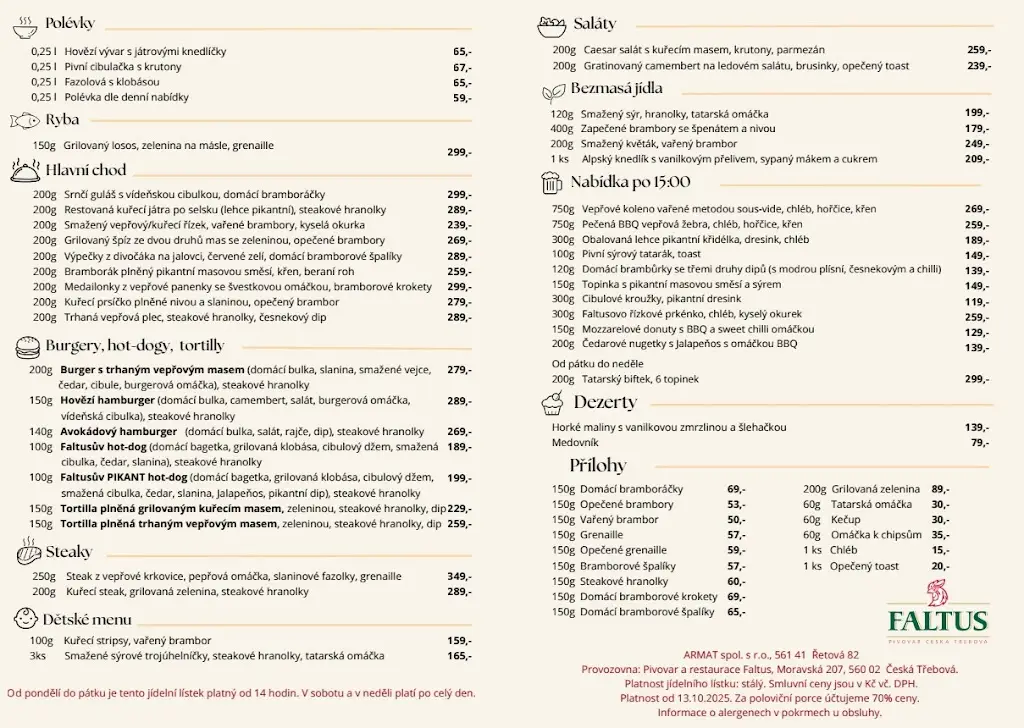 Menu_Restaurace a pivovar Faltus_Česká Třebová_image_3