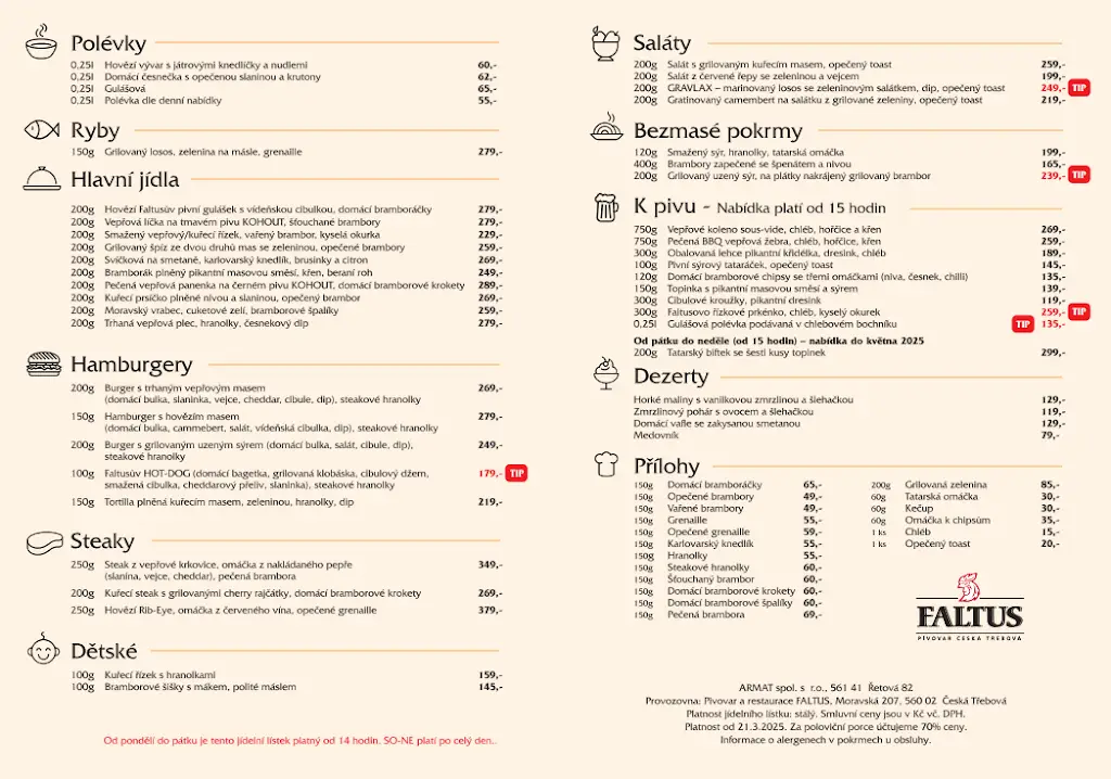 Menu_Restaurace a pivovar Faltus_Česká Třebová_image_4