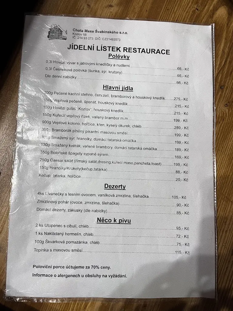 Menu_Chata Maxe Švabinského_Česká Třebová_immagine_1