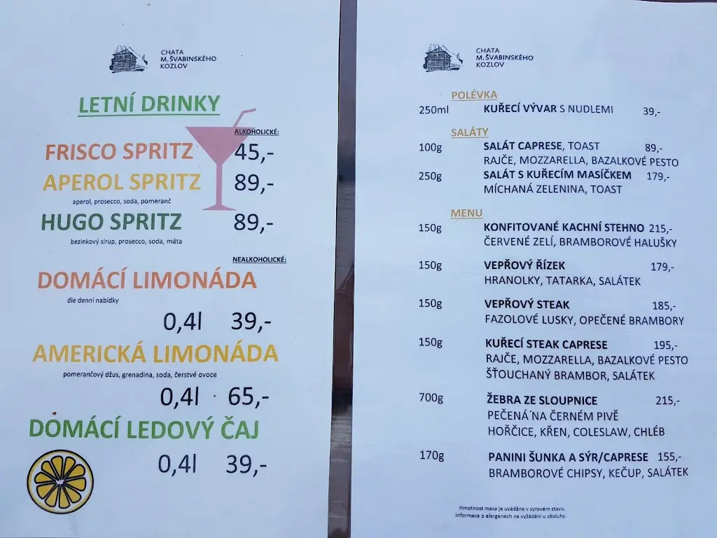 Menu_Chata Maxe Švabinského_Česká Třebová_immagine_2