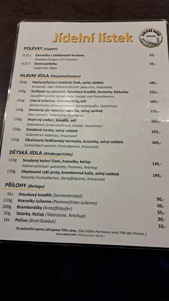 Menu_The Noble Fir Inn_Jedlová_immagine_1