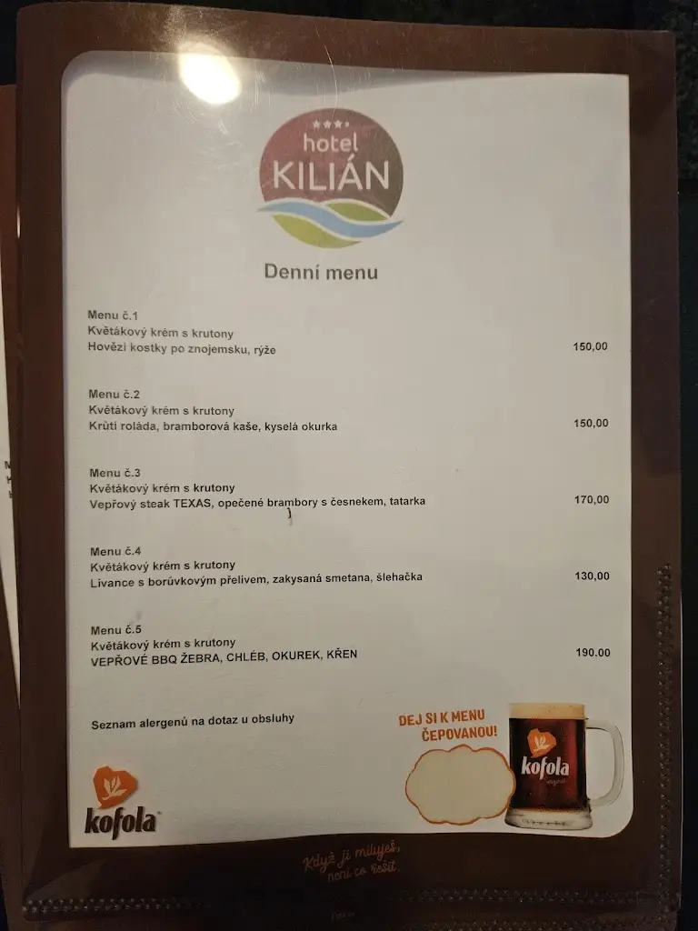 Menu_Restaurace Hotel Kilian_Loučovice_image_2