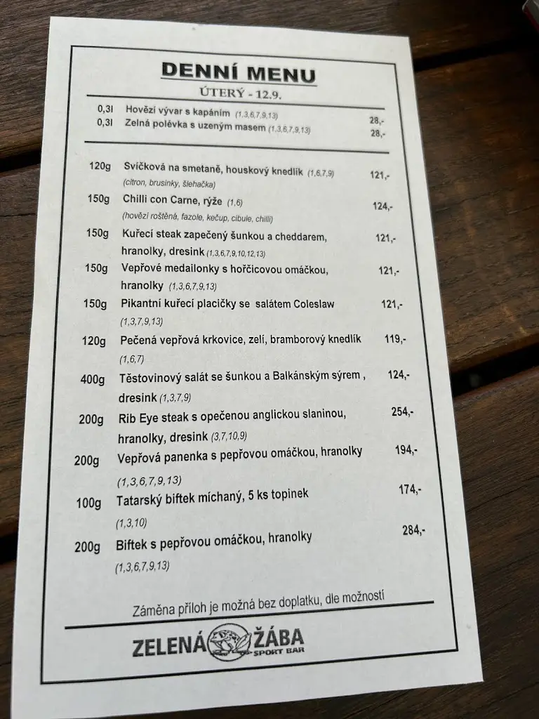 Menu_Green Frog Restaurant_Pardubice_image_3