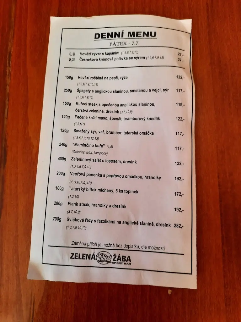 Menu_Green Frog Restaurant_Pardubice_image_4