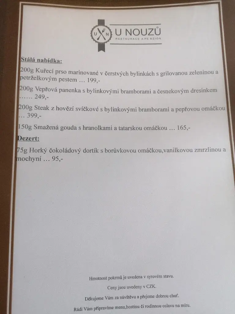 Menu_Restaurace U Nouzů_Staré Hradiště_immagine_1