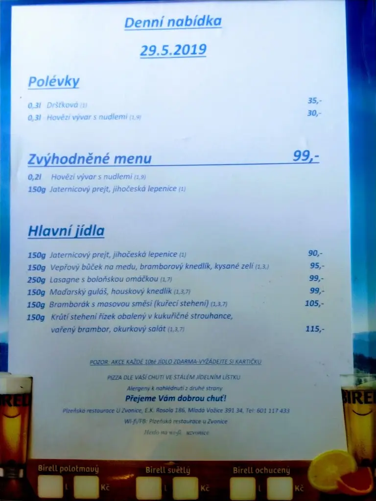 Menu_Plzeňská restaurace U Zvonice_Mladá Vožice_image_2