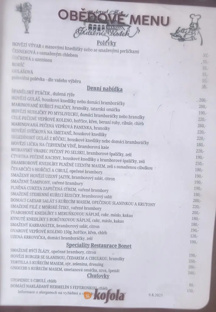 Menu_Motorest Bonet_Slatiňany_image_1