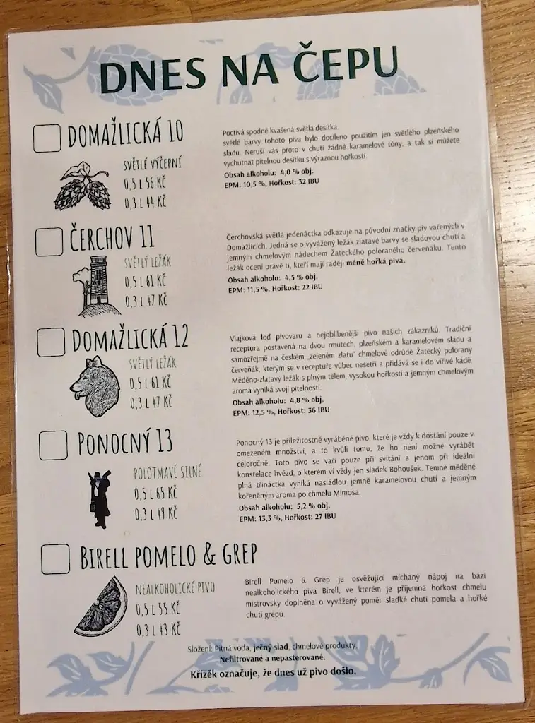 Menu_Restaurace - městský pivovar Domažlice_Domažlice_immagine_1