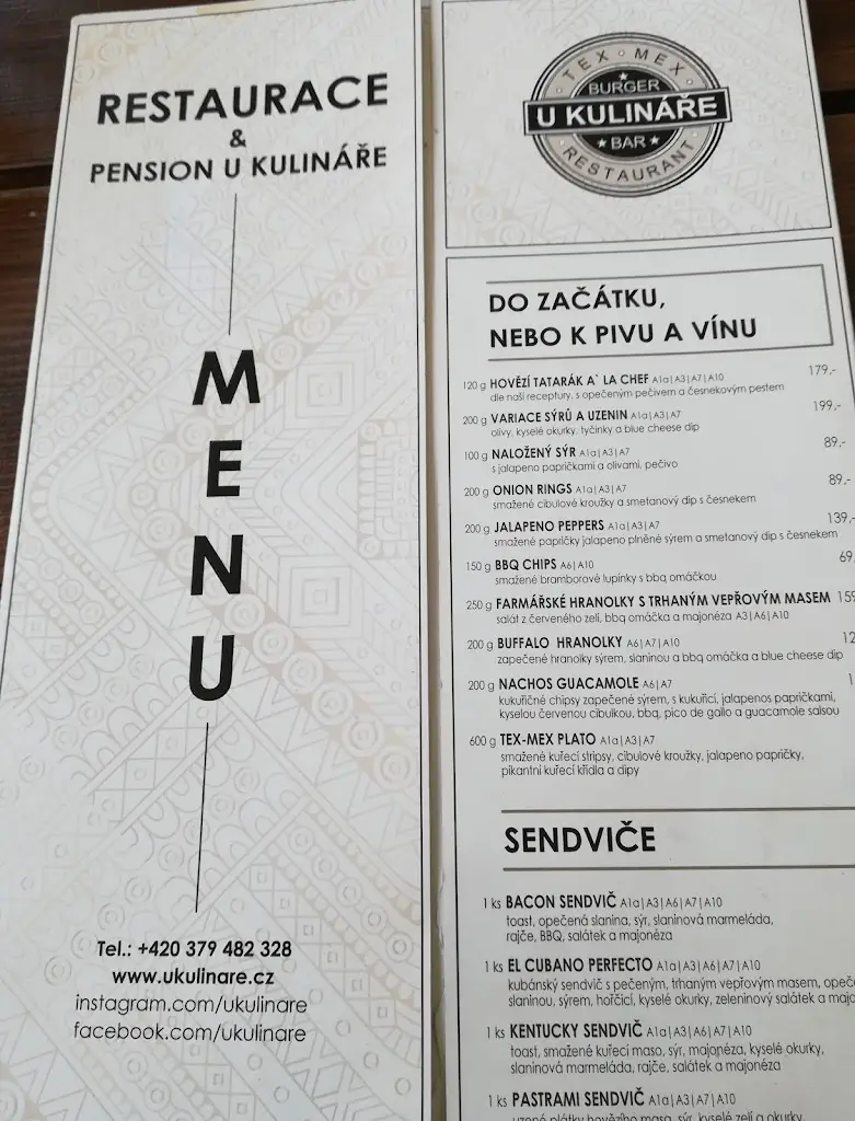 Menu_U Kulináře - Tex-Mex Restaurant & Burger bar_Domažlice_image_3