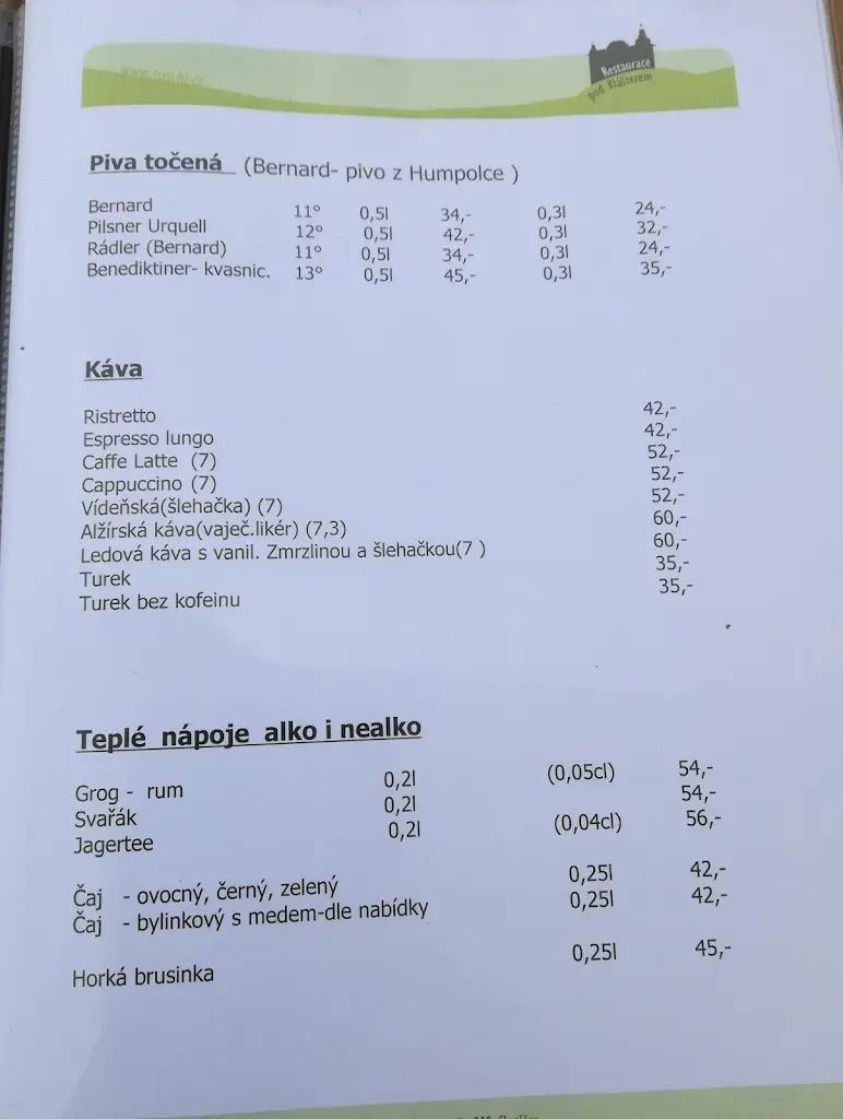 Menu_Restaurace Pod Klášterem_Chotěšov_image_2