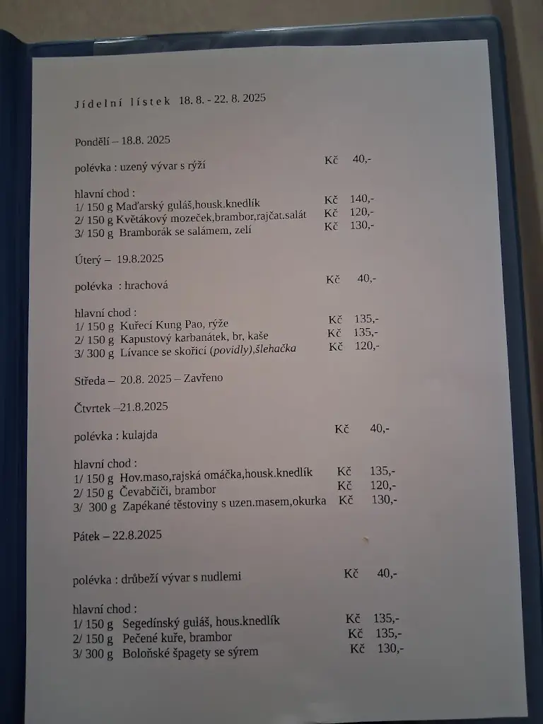 Menu_Hostinec pod kaštanem_Milevsko_immagine_1