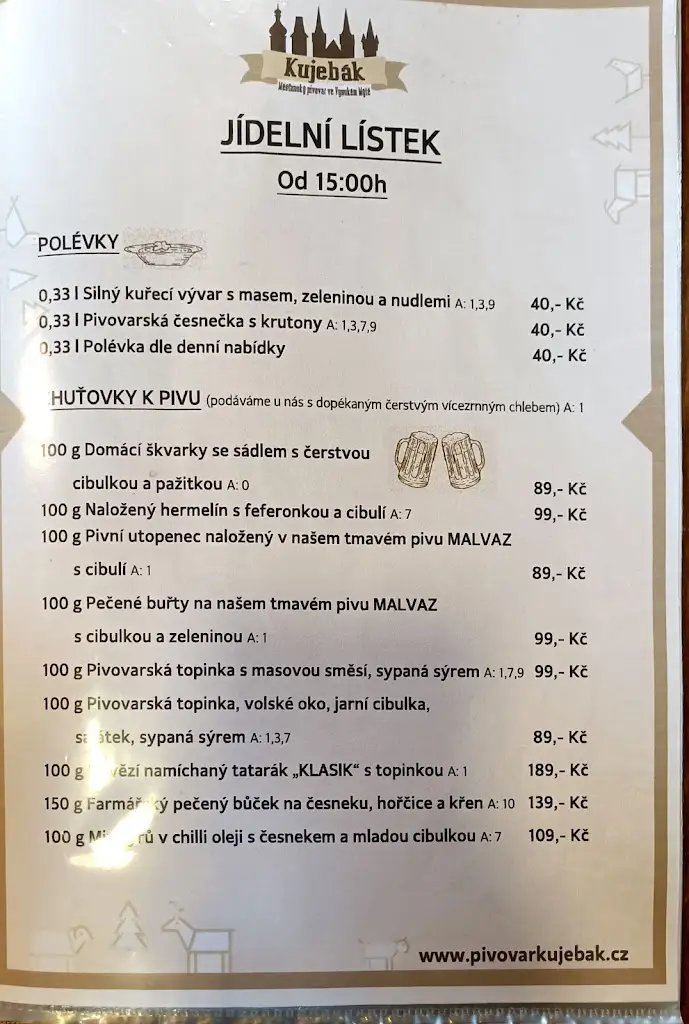 Menu_Měšťanský pivovar Kujebák_Vysoké Mýto_image_1