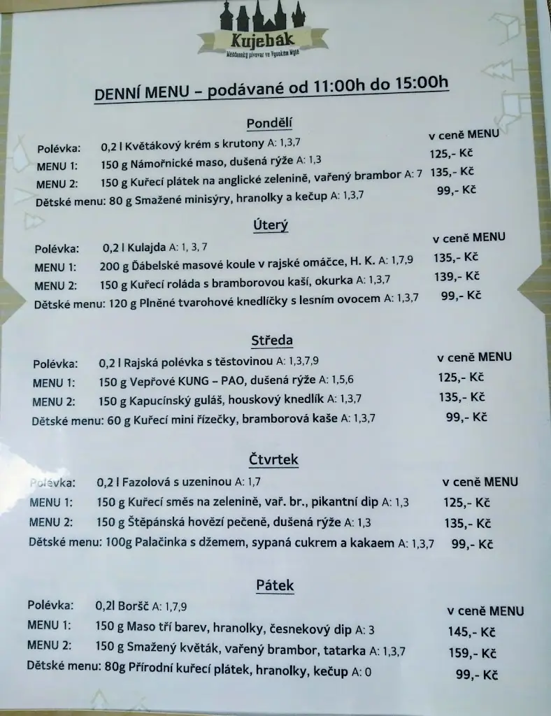 Menu_Měšťanský pivovar Kujebák_Vysoké Mýto_image_2