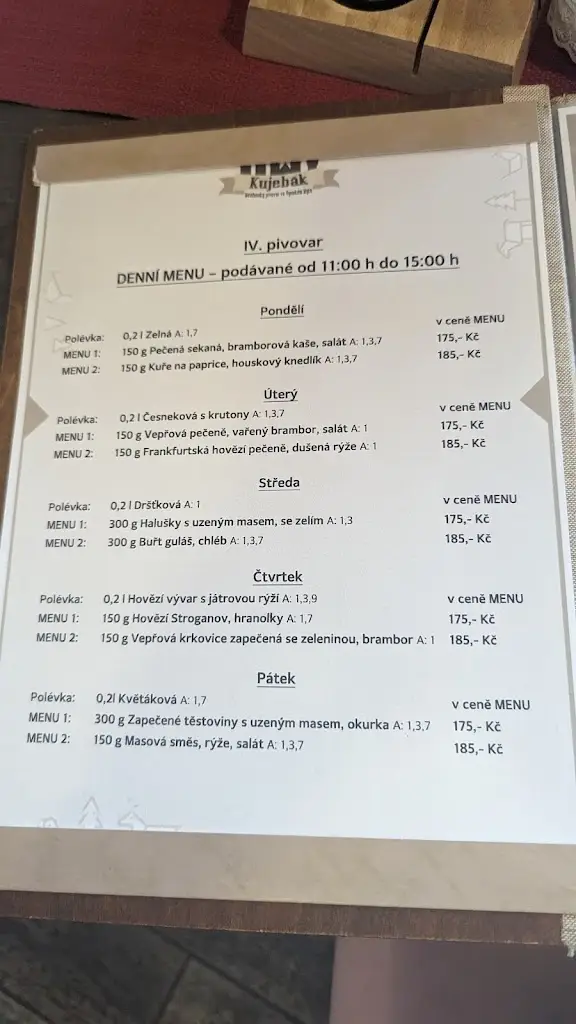 Menu_Měšťanský pivovar Kujebák_Vysoké Mýto_image_4