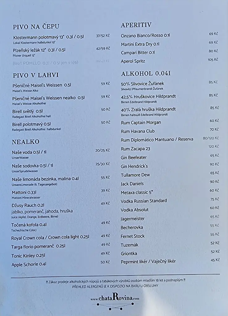 Menu_Chata Rovina_Hartmanice_image_1