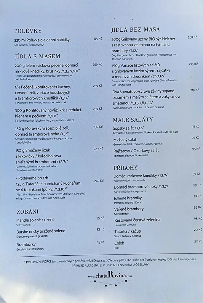 Menu_Chata Rovina_Hartmanice_image_2