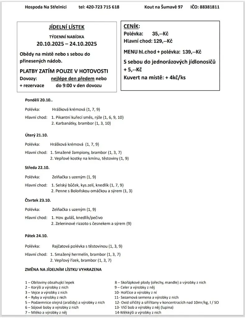 Menu_Střelnice_Kout na Šumavě_image_1