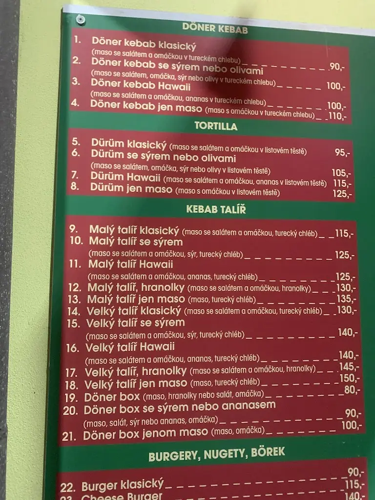 Menu_Original Döner Kebab House_Milevsko_image_3