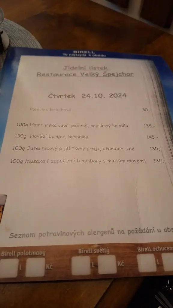 Menu_Restaurace Velký Špejchar_Město Touškov_image_1