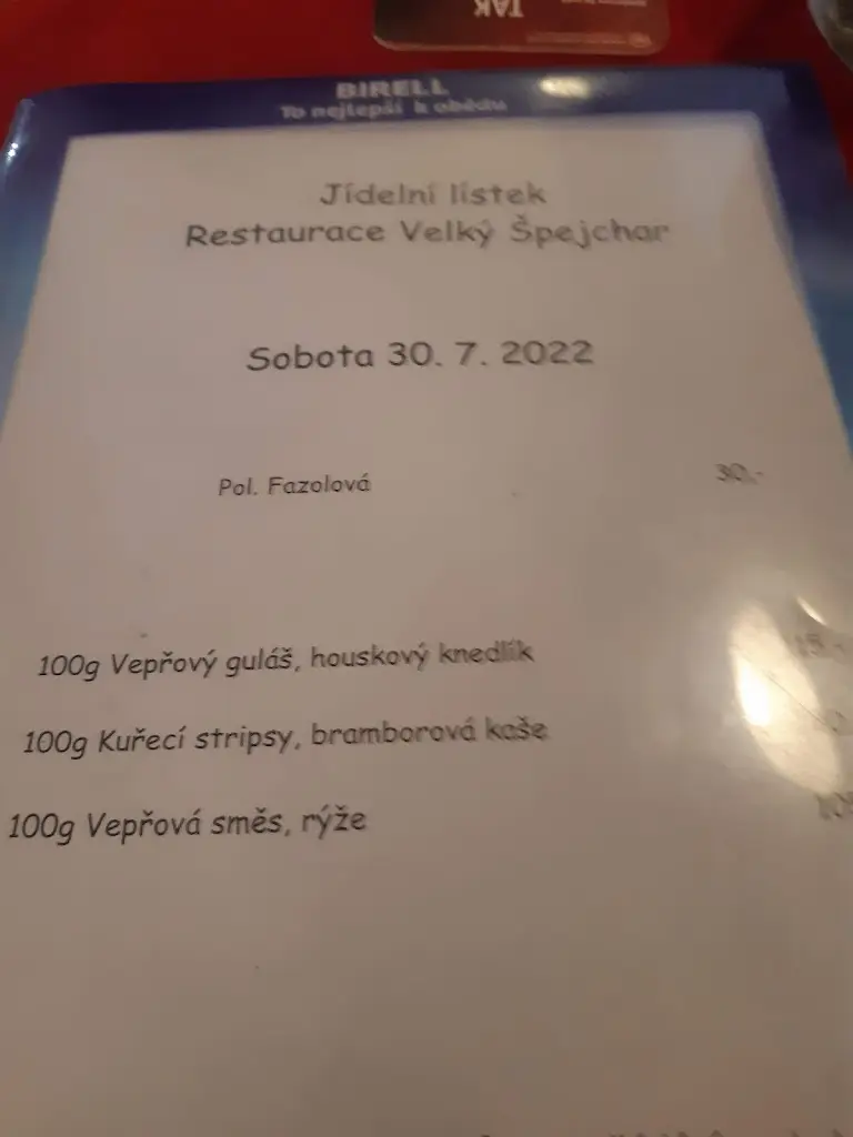 Menu_Restaurace Velký Špejchar_Město Touškov_image_3