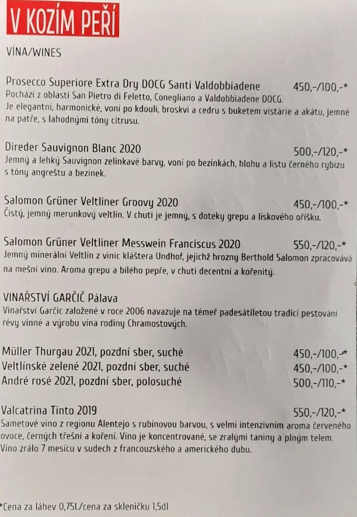 Menu_kavárna, café bar V Kozím Peří_Manětín_image_1
