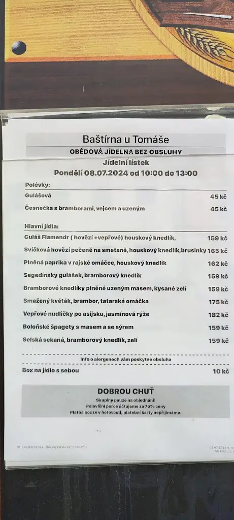 Menu_Baštírna u Tomáše_Kašperské Hory_image_2