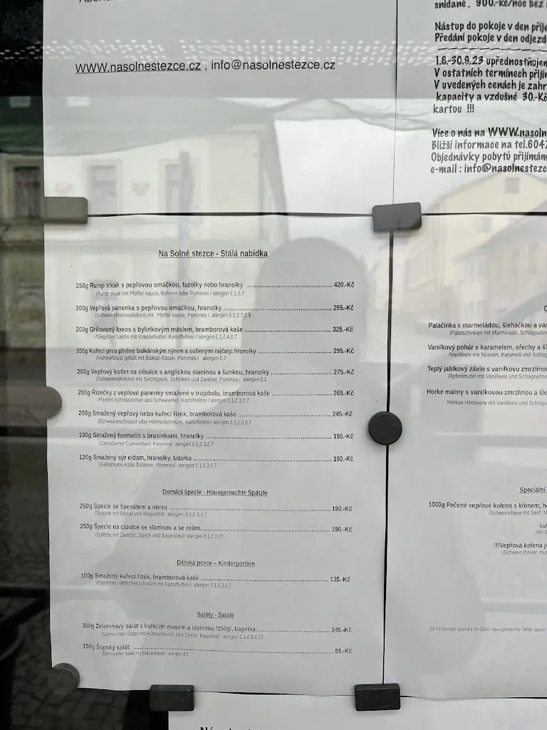 Menu_Penzion & Restaurace Na Solné stezce_Kašperské Hory_image_4