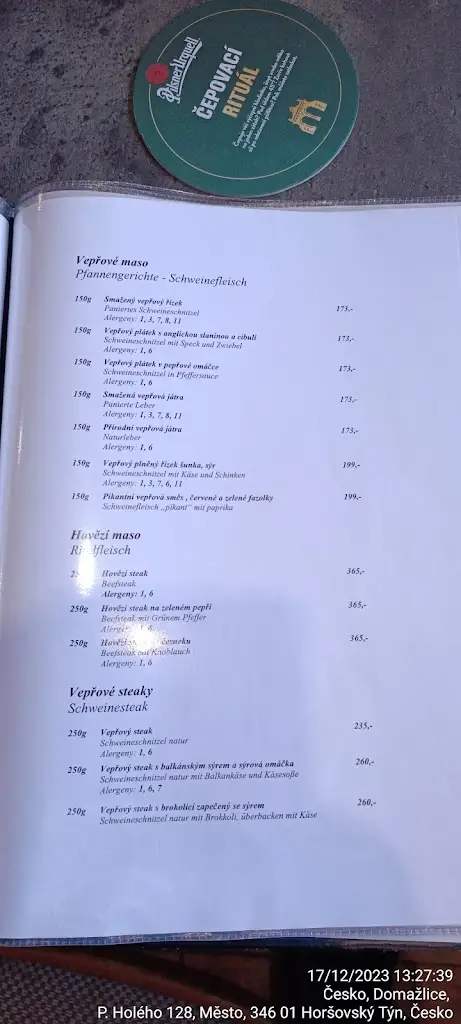 Menu_Restaurace Pod Radnicí_Horšovský Týn_image_3