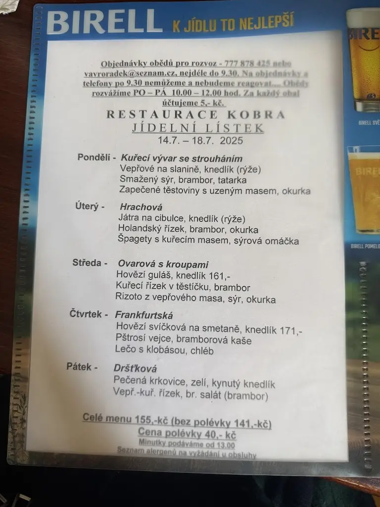 Menu_Sport bar Kobra_Horšovský Týn_image_1