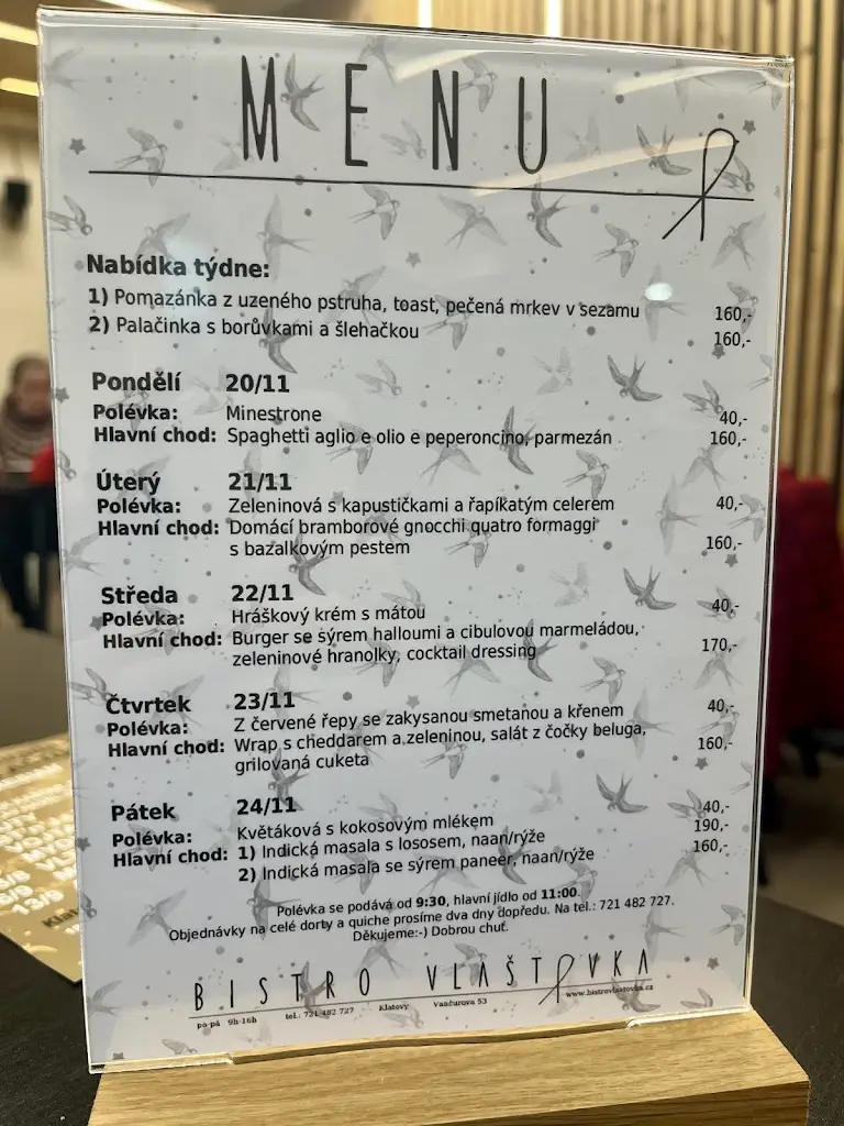 Menu_Bistro Vlaštovka_Klatovy_immagine_1