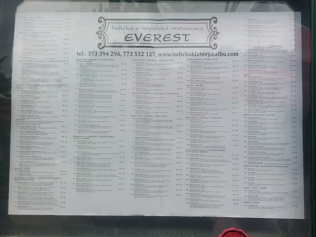 Menu_Indická a nepálská reastaurace Everest_Klatovy_immagine_1