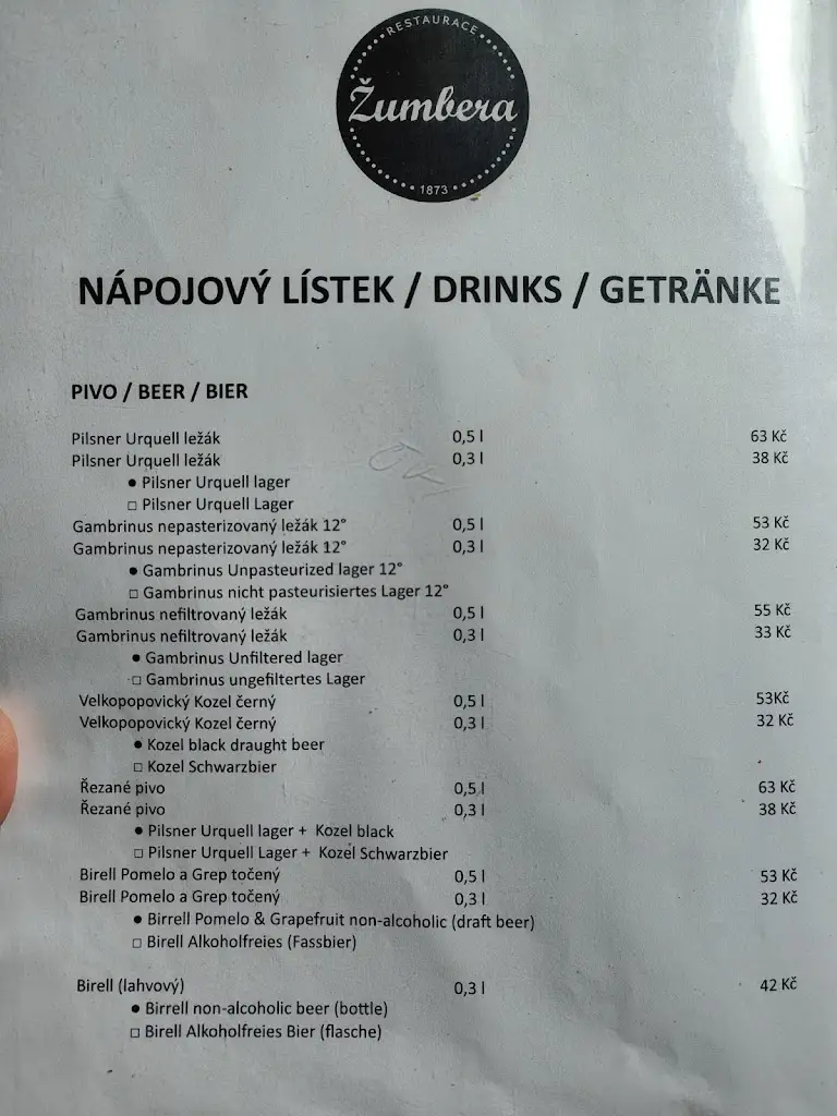 Menu_Restaurace Žumbera_Okres Plzeň-město_image_1