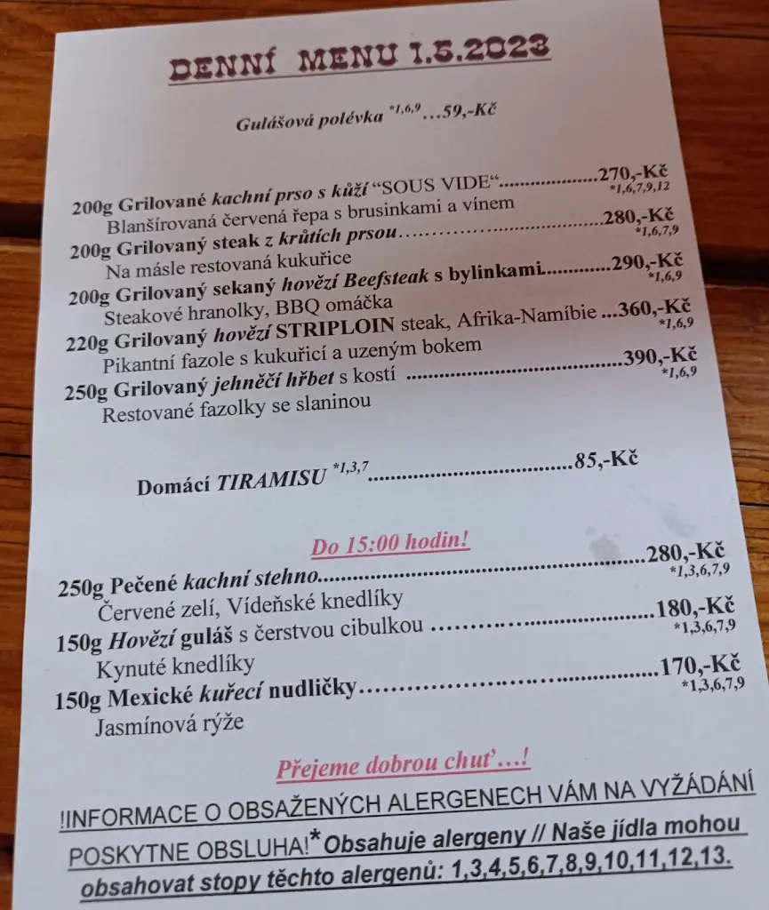 Menu_Country Saloon_Okres Klatovy_image_3