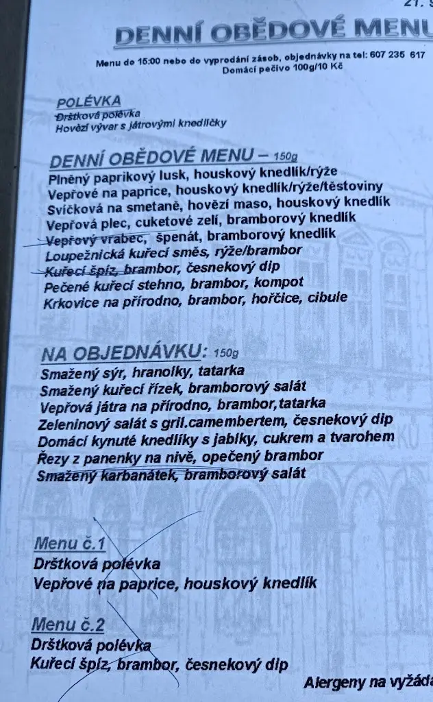Menu_RESTAURACE A PENZION U HLAVÁČKŮ HORAŽĎOVICE_Horažďovice_immagine_1