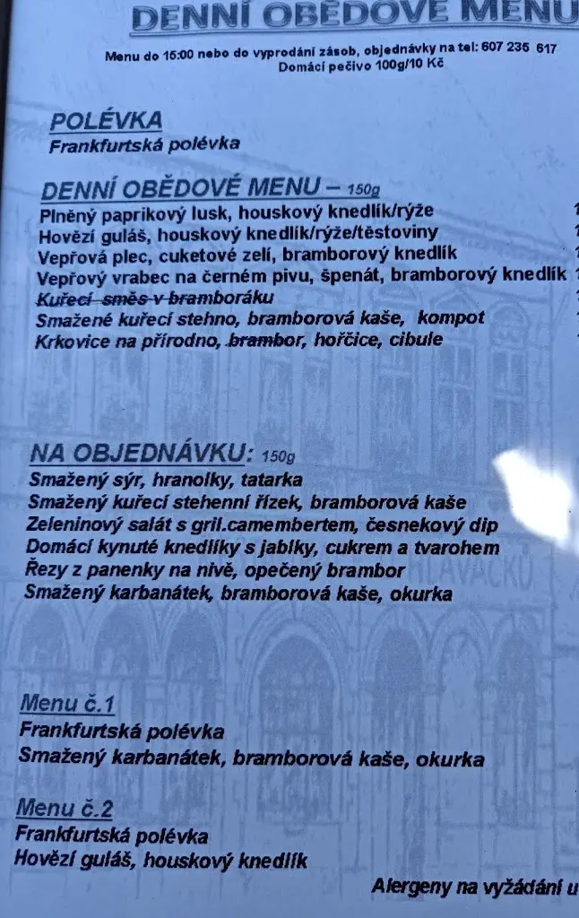 Menu_RESTAURACE A PENZION U HLAVÁČKŮ HORAŽĎOVICE_Horažďovice_immagine_3