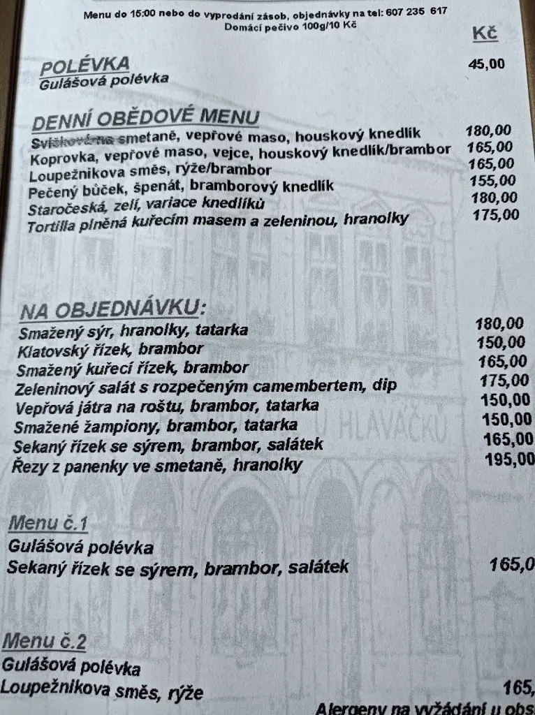 Menu_RESTAURACE A PENZION U HLAVÁČKŮ HORAŽĎOVICE_Horažďovice_immagine_4