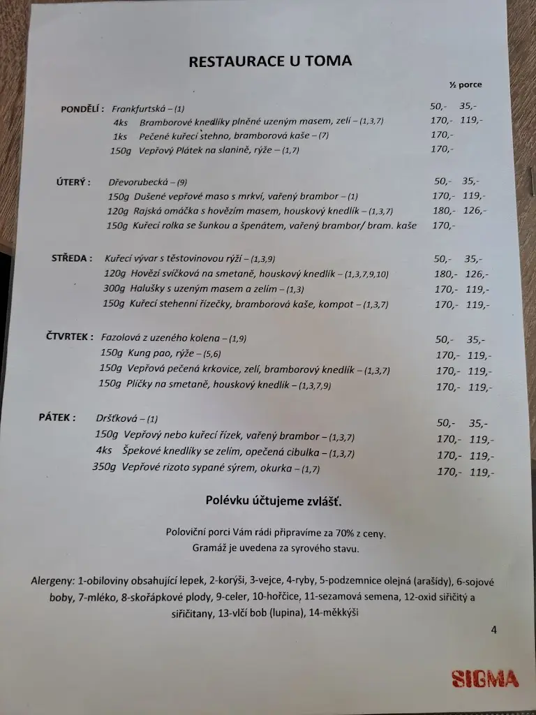 Menu_Restaurace U Toma_Nová Bystřice_immagine_1