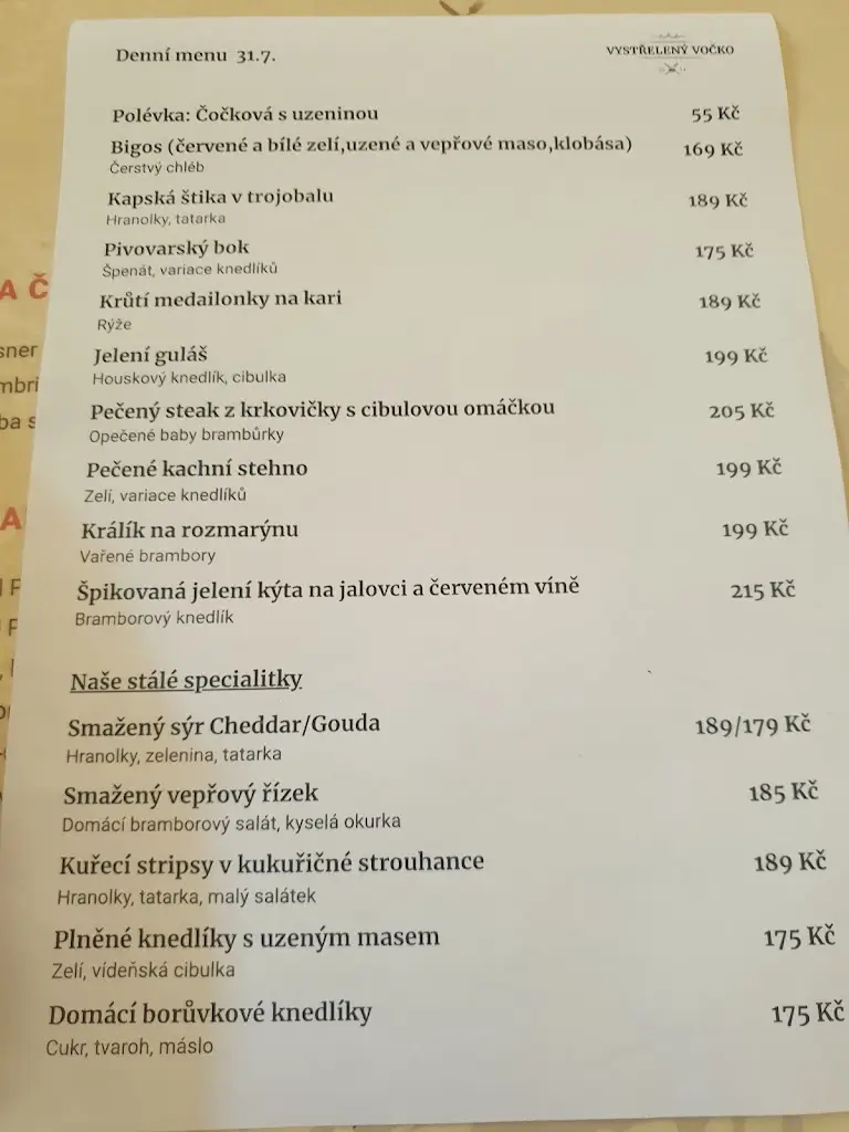 Menu_Hostinec Vystřelený Vočko_Okres Plzeň-jih_immagine_4