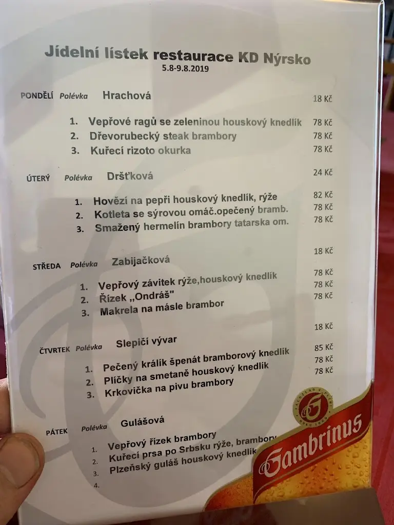 Menu_Restaurace Kulturní Dům_Nýrsko_image_1