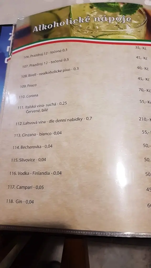 Menu_Pizzeria Calabria Da Gino_Přimda_immagine_2